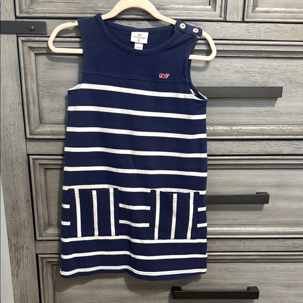 Vineyard Vines Blue and White Sleeveless Casual Dress